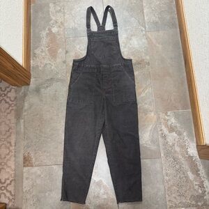 Aerie Brown Corduroy Overalls Cropped Raw Hem Adjustable Strap Small
